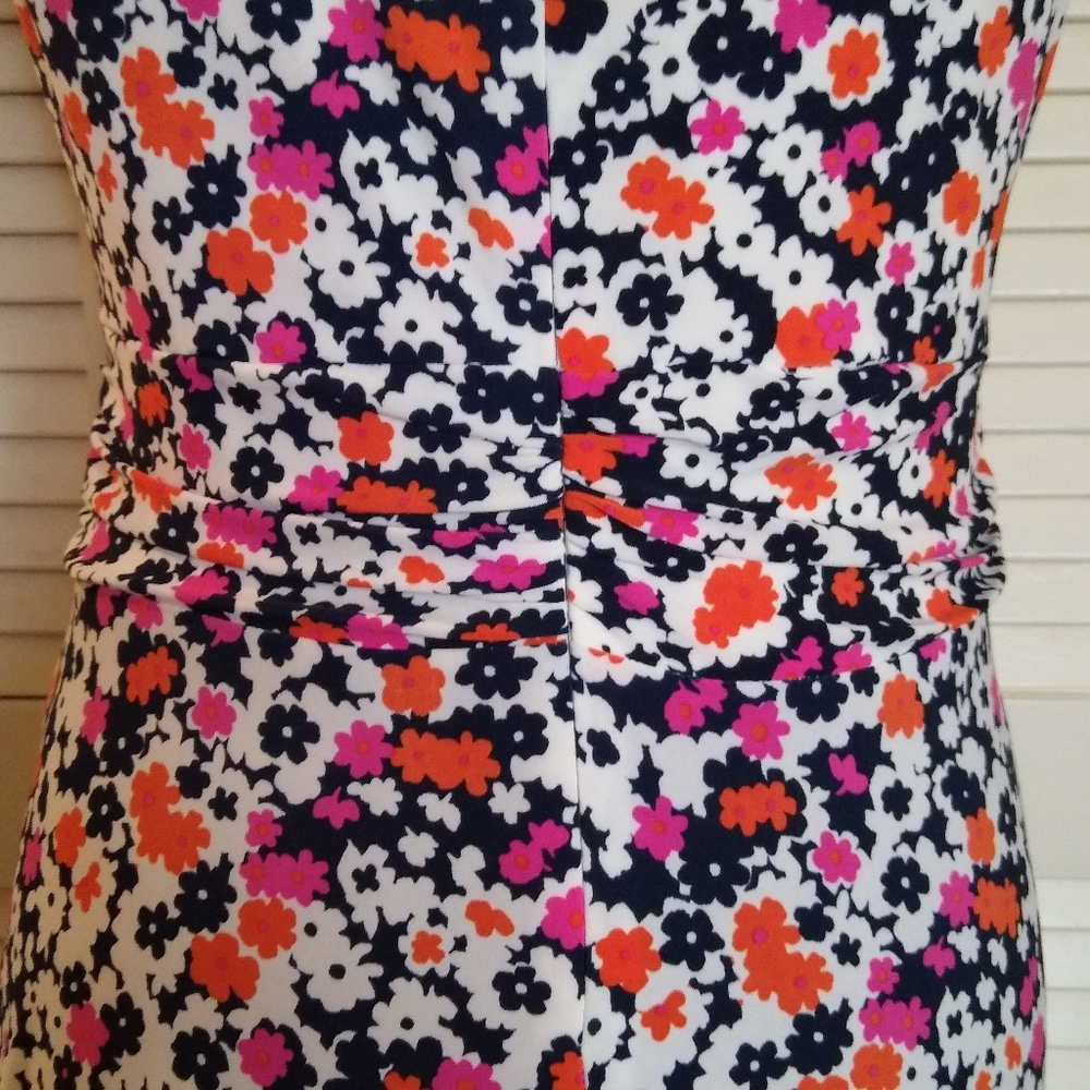Tommy Hilfiger Floral Wrap Dress Sleeveless V-Neck Fit & Flare Pink Orange Sz 6 - Picture 6 of 12